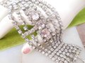 Vintage Rhinestone Bracelet Statement Wide Ice Clear Crystal Huge Hollywood Wedding Glam Century Jewelry, VivianJoel.com