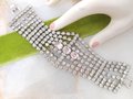 Vintage Rhinestone Bracelet Statement Wide Ice Clear Crystal Huge Hollywood Wedding Glam Century Jewelry, VivianJoel.com