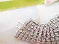 Vintage Rhinestone Bracelet Statement Wide Ice Clear Crystal Huge Hollywood Wedding Glam Century Jewelry, VivianJoel.com