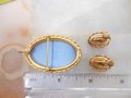 Vintage WEDGEWOOD Van Dell Cameo Pin Brooch Earrings Set Gold Fill GF Pendant Jasperware Blue Designer MCM Jewelry Gift,  VivianJoel.com