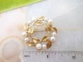 Vintage KREMENTZ Brooch Pin Pearl Flower Wreath Circle Vine Mid Century Designer Jewelry Gift, VivianJoel.com
