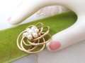 Vintage A & Z Pearl Brooch Love Knot Gold Fill Pin 12K Designer Atomic Flower Infinity Spiral GF Mid Century Jewelry Gift, VivianJoel.com