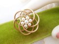 Vintage A & Z Pearl Brooch Love Knot Gold Fill Pin 12K Designer Atomic Flower Infinity Spiral GF Mid Century Jewelry Gift, VivianJoel.com