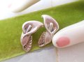 Vintage STERLING SILVER Earrings Flower Calla Lily Screw Back Mid Century Jewelry Wedding Gift, VivianJoel.com