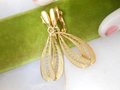 Vintage TRIFARI TM Filigree Dangle Drop Clip On Earrings Gold Plate Designer Modern Jewelry Gift, VivianJoel.com