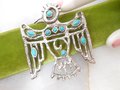 Vintage ST LABRE Thunderbird Brooch Phoenix Pin Pendant Faux Turquoise Southwest Designer Jewelry Gift Mid Century, VivianJoel.com