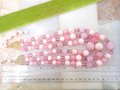Vintage STAR Jewelry SET Pink Plastic Bead Necklace Bracelet Three Strand Bib Bubblegum Pin Up Designer Mid Century Gift, VivianJoel.com