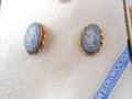 Vintage WEDGEWOOD Van Dell Cameo Pin Brooch Earrings Set Gold Fill GF Pendant Jasperware Blue Designer MCM Jewelry Gift,  VivianJoel.com