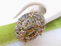 Vintage Topaz Rhinestone Pin Brooch Crystal Dark Grey Circle Regency Revival Mid Century Jewelry Gift, VivianJoel.com