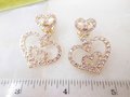 Vintage NOLAN MILLER Heart Earrings Rhinestone Clip On Pave Crystal Dangle Drop Gold Designer Jewelry Gift Original Box, VivianJoel.com