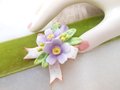 Vintage Purple Pansy Brooch Bone China Porcelain Ceramic Flower Pin Bouquet Jewelry Gift THAILAND, VivianJoel.com