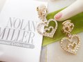 Vintage NOLAN MILLER Heart Earrings Rhinestone Clip On Pave Crystal Dangle Drop Gold Designer Jewelry Gift Original Box, VivianJoel.com