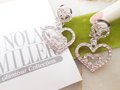 Vintage NOLAN MILLER Heart Earrings Rhinestone Clip On Pave Crystal Dangle Drop Silver Designer Jewelry Gift Original Box, VivianJoel.com