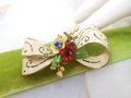 Vintage CORO Bow Designer Brooch Flower Pin Enamel Glass Bead Cluster Jewelry Mid Century, VivianJoel.com