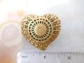 Vintage Perfume Brooch Pin Heart Filigree Pomander Locket Mid Century Vinaigrette Valentine Jewelry Gift, VivianJoel.com