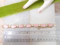 Vintage Pink Moonglow Bracelet Satin Plastic Thermoset Rhinestone Mid Century Jewelry Gift, VivianJoel.com