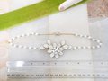 Vintage Milk Glass White Flower Bead Necklace Poured Petal Collar Choker Wedding Jewelry Mid Century, VivianJoel.com
