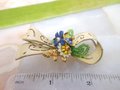 Vintage CORO Bow Designer Brooch Flower Pin Enamel Glass Bead Cluster Jewelry Mid Century, VivianJoel.com