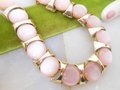 Vintage Pink Moonglow Necklace Thermoset Plastic Collar Choker Chain Link Mid Century Retro Jewelry Gift, VivianJoel.com