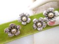 Vintage CORO Flower Scatter Pin Earrings Screw Back Faux Pearl Silver Tone Brooch Set Designer Jewelry Gift Mid Century, VivianJoel.com