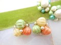 Vintage Cluster Earrings LOT 3 Clip On Pastel Pink Bead Japan Hong Kong Faux Pearl Green Spring Colors Jewelry Mid Century, VivianJoel.com
