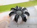 Vintage Crown TRIFARI Brooch Daisy Pin Mod Flower Black White Enamel Classic Timeless Designer Mid Century Jewelry Gift, VivianJoel.com