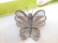 Vintage Cannetille Butterfly Moth Pin Brooch Insect Bug Ornate Silver Figural Mid Century Jewelry Gift, VivianJoel.com