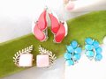 Vintage Earrings LOT 3 Plastic Lucite Clip On Pink Teal Red Satin Moonglow Thermoset CORO Mid Century Jewelry Gift, VivianJoel.com