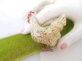 Vintage ITALY Miniature Composition Rooster Bird Metal Feet Easter Farmhouse Mid Century, VivianJoel.com