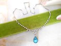 Vintage Rhinestone Necklace Blue Teardrop Pendant Everyday Glam Minimalist Mid Century Jewelry Gift, VivianJoel.com