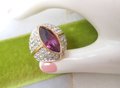 Vintage BLANCA Statement Ring Pave Crystal Rhinestone Amethyst Purple Designer Jewelry Gift Size 7.5 Chunky Runway 80s, VivianJoel.com