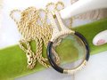 Vintage CHRISTIAN DIOR Germany Lorgnette Pendant Necklace Magnifier Glass Pave Crystal Black Enamel Designer Jewelry MCM, VivianJoel.com