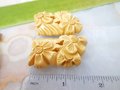 Vintage BAKELITE Dress Clip Pin Set Brooch Pair Cream Corn Yellow Butterscotch Deep Carved Old Plastic Jewelry Art Deco Gift, VivianJoel.com