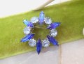 Vintage Blue Rhinestone Brooch Starburst Pin Sapphire Petite Wreath Infinity Circle Mid Century Jewelry Gift, VivianJoel.com