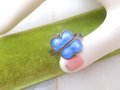 Vintage NORWAY Sterling Silver Ring Blue Enamel Guilloche Aksel Holmsen Modernist Mid Century Size 5.5 MCM Jewelry Gift, VivianJoel.com