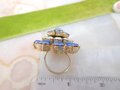 Vintage Chunky Big Ring Sapphire Blue Crystal Ring Party Cocktail Costume Statement Jewelry Gift Size 8,  VivianJoel.com