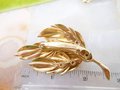 Vintage LOT 3 Figural Brooch Collection Gold Tone Plate AJC GERRYS Leaf Destash Jewelry Mid Century Gift, VivianJoel.com