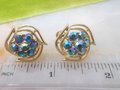 Vintage STAR Blue Rhinestone Earrings Screw Back Aurora Borealis Crystal Designer Mid Century Jewelry Gift, VivianJoel.com