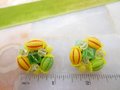 Vintage WEST GERMANY Citrus Earrings Clip On Cluster Plastic Bead Carmen Miranda Tropical Designer Jewelry Mid Century, VivianJoel.com