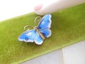 Vintage HROAR PRYDZ Norway STERLING Silver Butterfly Brooch Blue Enamel Guilloche Figural Pin 925 Mid Century Jewelry, VivianJoel.com