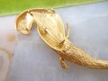 Vintage JJ Huge Parrot Bird Brooch Gold Plate Designer Pin Statement Drama Mid Century Jewelry Gift, VivianJoel.com