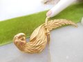 Vintage JJ Huge Parrot Bird Brooch Gold Plate Designer Pin Statement Drama Mid Century Jewelry Gift, VivianJoel.com