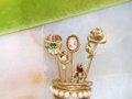 Vintage GOLDETTE Stick Pin Brooch Thimble Bouquet Cameo Bee Snake Ornate Victorian Revival Designer Mid Century Jewelry Gift, VivianJoel.com
