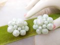 Vintage WEST GERMANY Earrings Chunky Bead Clip On Plastic Jumbo Mint Green Mid Century Jewelry Gift, VivianJoel.com