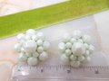 Vintage WEST GERMANY Earrings Chunky Bead Clip On Plastic Jumbo Mint Green Mid Century Jewelry Gift, VivianJoel.com