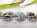 Vintage Egyptian Revival Enamel Link Bracelet Chunky Wide Face Jewelry Mid Century, VivianJoel.com