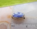 Vintage DELFTS Dutch Windmill Pin Brooch Petite Blue White Porcelain Sterling Silver Mid Century Jewelry Gift, VivianJoel.com