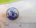 Vintage DELFTS Dutch Windmill Pin Brooch Petite Blue White Porcelain Sterling Silver Mid Century Jewelry Gift, VivianJoel.com