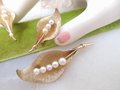 Vintage KREMENTZ Brooch Earrings Set Cultured Pearl Leaf Pin Gold Overlay Designer Mid Century Jewelry Gift, VivianJoel.com