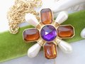 Vintage AVON Maltese Cross Pendant Necklace Mogul Pearl Chunky Brooch Statement Runway Jewelry Gift Classic, VivianJoel.com